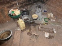 A typical mud hut kitchen in the Kisumu area of western Kenya where Ashley Palmer-Watts will be cooking.
