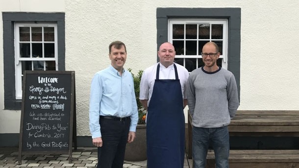 (Photo- L-R: GM Chris Curry, head chef Gareth Webster, owner Charles Lowther)