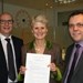 The BBPA’s chief executive Brigid Simmonds with Mark Stewart, chairman of Pubs of Ulster (left) and Colin Neill, the organisation’s chief executive (right) at Brewers Hall, for the signing of the Memorandum