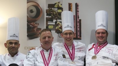The UK pastry team, Javier Mercado, Martin Chiffers (president), Barry Johnson and Andrew Blas, celebrated taking 6th place in the international competition