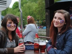 Revellers at TCG's floating Tattershall Castle pub celebrate the Jubilee weekend which brought a trade boost to many hospitality businesses across the UK