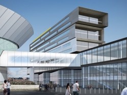 CGI of the Exhibition Centre Liverpool on Kings Dock