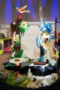 The UK's chocolate and sugar sculptures had to be displayed together on a table of 125 cm diameter - following a rule change this year, there was no limit on width of the sculptures.