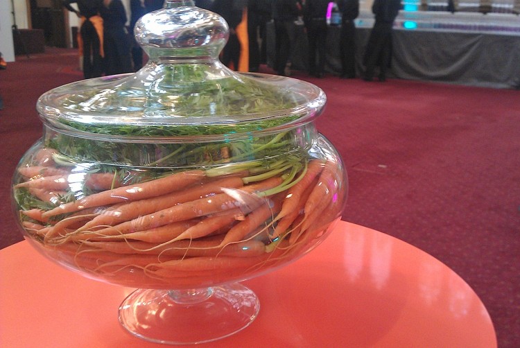 Carrots in a display glass
