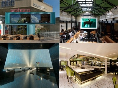 (Top-left to bottom-right): Wahaca, Tramshed, Atrium Champagne Bar and Apero were among the winners of the 2013 Restaurant & Bar Design Awards