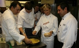 Silvia Maccari teaches Marriott chefs how to make risotto 