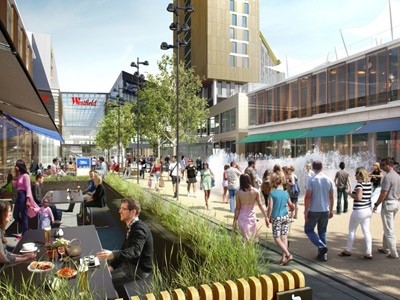 Diners at restaurants at Westfield Stratford City's Chestnut Plaza will have views of the Olympic Park