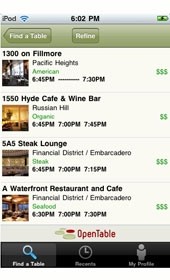 OpenTable's app allows diners to book from anywhere
