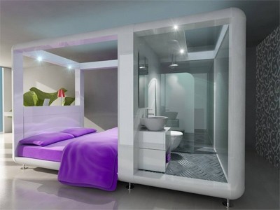 QBic Hotel London City's 171 bedrooms are all designed around the 'Cubi', an all-in-one living box