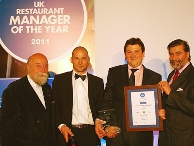 Last year’s UK Restaurant Manager of the Year was Michele Caggianese (centre-right)