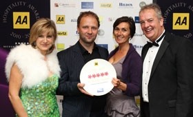 Simon Rogan was presented with the award at the AA Hospitality Awards on Monday night