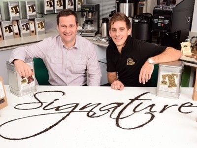 Jason Brine from Swell Café and John Broad from Ringtons Beverages