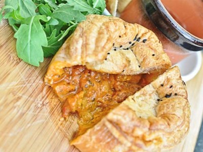 Classic Cuisine's new chicken tikka pie is topped with Bombay potatoes and enclosed in a turmeric and onion-seeded pastry.
