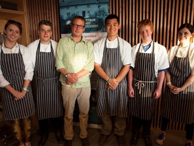 The River Cottage Rising Star 2013 finalists and new apprentices. Winner Sam Lomas is second from the right. 