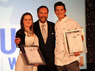 Sophie Henderson and Chris Kenny collected their awards from Bob Walton