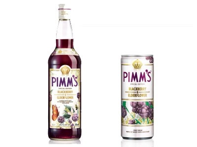Pimm’s Blackberry and Elderflower is a blend of Pimm’s No.6 Vodka Cup with blackberry and elderflower flavours
