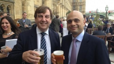 John Wittingdale: with culture secretary Sajid Javid celebrating the reduction in beer duty