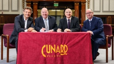 (L-R) Living Ventures CEO Tim Bacon joins Mayor of Liverpool Joe Anderson, Lord Carlile CBE of Astutus Strategy and John Hyland of Astutus Strategy at the signing of the agreement between Living Ventures and Liverpool City Council
