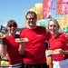 Square Pie's founder Martin Dewey with two of his operation team members at Glastonbury