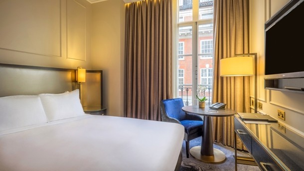 A double room in the Hilton London Euston hotel