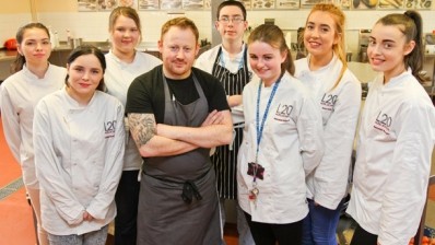 House of Tides chef-owner Kenny Atkinson with students from Hugh Baird College in Bootle yesterday (25 March)