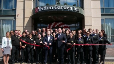 Patrick Cass, general manager and John Brennan, CEO Amaris Hospitality, with the team at the official opening of Hilton Garden Inn in Dublin