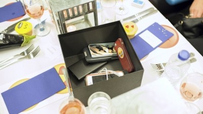 Diners were asked to put their phones in a box while at the table.