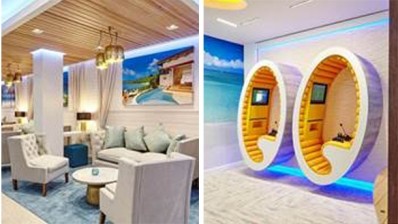 Hotel 'shop' The Luxury Travel Store has a bar area and interactive booths to show off its Caribbean holiday resorts 