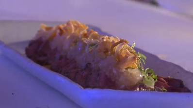 Scott Hallsworth: Beef tataki with onion ponzu and garlic crisps