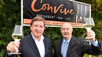 Martin Pickles (left) with Martin Hicks (right) toast their new venture together 