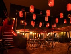 Yum Yum Ninja's courtyard features an array of glowing luminescent lanterns