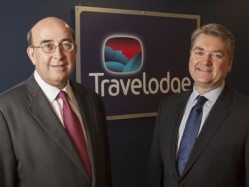 Brian Wallace (l) has been welcomed to his new post as chairman of budget hotel chain Travelodge by the company's chief executive Grant Hearn (r)