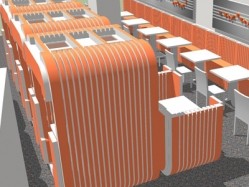 Satsuma will feature pod-style seating in an orange and grey colour scheme when it re-opens in August