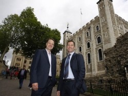 Ampersand's Paul Jackson (left) with Danny Homan of Historic Royal Palaces outside the Tower of London