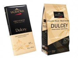 Valrhona Dulcey is described as the 'world's first' blonde chocolate and has a 'biscuity', caramel flavour with a hint of salt