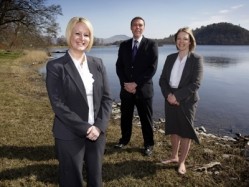 (L-R) Valerie Jones, Alastair Borland and Beverley Smith, the first management team for the Loch Lomond Arms hotel which opens this summer 