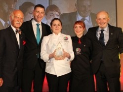 Award winners:  L-R Anton Mosimann, South West College lecturer Patrick Mcernerny, Lauren Beavers, Colleen McCann and Nestle Professional managing director Neil Stephens