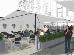 How the terrace might look in the new Club Quarters restaurant space