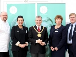 (L-R): Tony Evans (Can Cook), Gemma McGowan  (Hestia Careers & Isla Gladstone), the Lord Mayor of Liverpool Councillor Gary Millar, Kathy Cowell OBE (Your Housing Group)  and Brian Cronin (Your Housing Group)