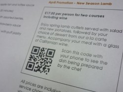 QR codes on the menu direct diners to a video of the chef preparing the dish