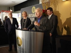 The Boundary's owners Sir Terence Conran, Lady Conran and Peter Prescott pick up their award at the Independent Hotel of the Year show yesterday. Photo: Theo Cohen Photography.