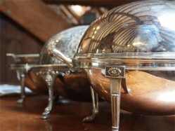 Tableware at The Perkin Reveller includes one-off antique pieces discovered at local antique and arts fairs