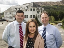 Andrew McKnight, managing director of the Bridge of Orchy Hotel; Nadia Reis, general manager of the hotel and Ian Craig, relationship manager at Bank of Scotland (l-r) celebrate the hotel's renovation