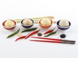 Taywell Ice Creams' Asian-inspired range of ices and sorbets black sesame, Japanese green tea and Kaffir lime leaf flavours