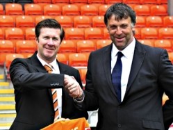 Paul Rowley (left) with Blackpool FC chairman Karl Oyston 
