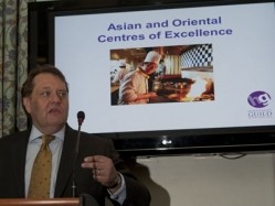 John Hayes MP, Minister of State for Further Education, Skills and Lifelong Learning at the launch of five Asian and Oriental Centres of Excellence - The Federation of Bangladeshi Caterers (FOBC) chair, Yawar Khan, wants to launch an Asian Catering Federation to lobby Government better