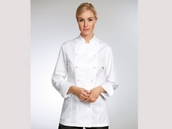 The Grand Chef Lady is part of the Grand Chef range and features brushed cotton and handmade fabric buttons