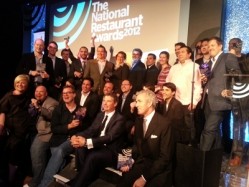 Last night's winners gathered on stage at The National Restaurant Awards 2012