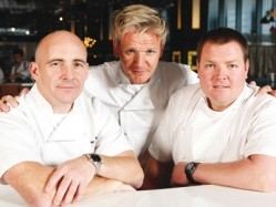 Gordon Ramsay (centre) with Stuart Gillies and Simon Gregory. Photo: John Carey