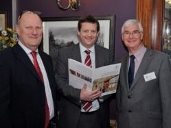 Malcolm Harrison and John Longden of Pub is the Hub with Alun Davies (centre) who announced that Welsh pubs could get funding help to help set up other services for communities outside core business